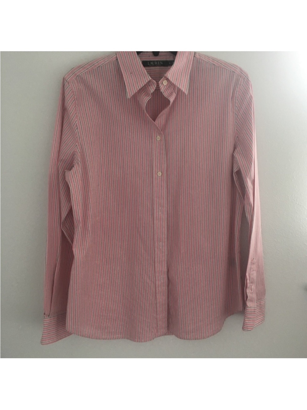 Lauren Ralph Lauren Pink Stripe Button-Down Shirt — Size M